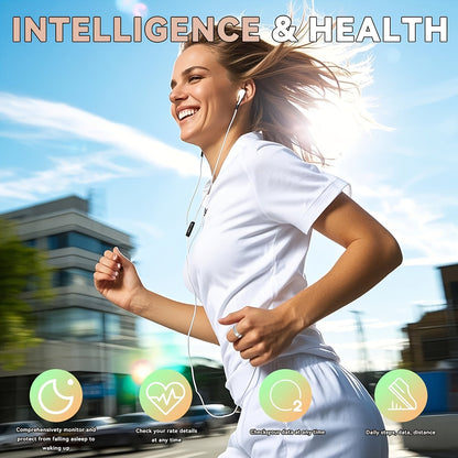 Smart Ring Health Fitness Tracker Bluetooth 5.3 IP68 Waterproof Sport Mode Pedometer Sleep Step Calorie Stress Body Temp Period Tracker for Men Women Android iPhone Gift