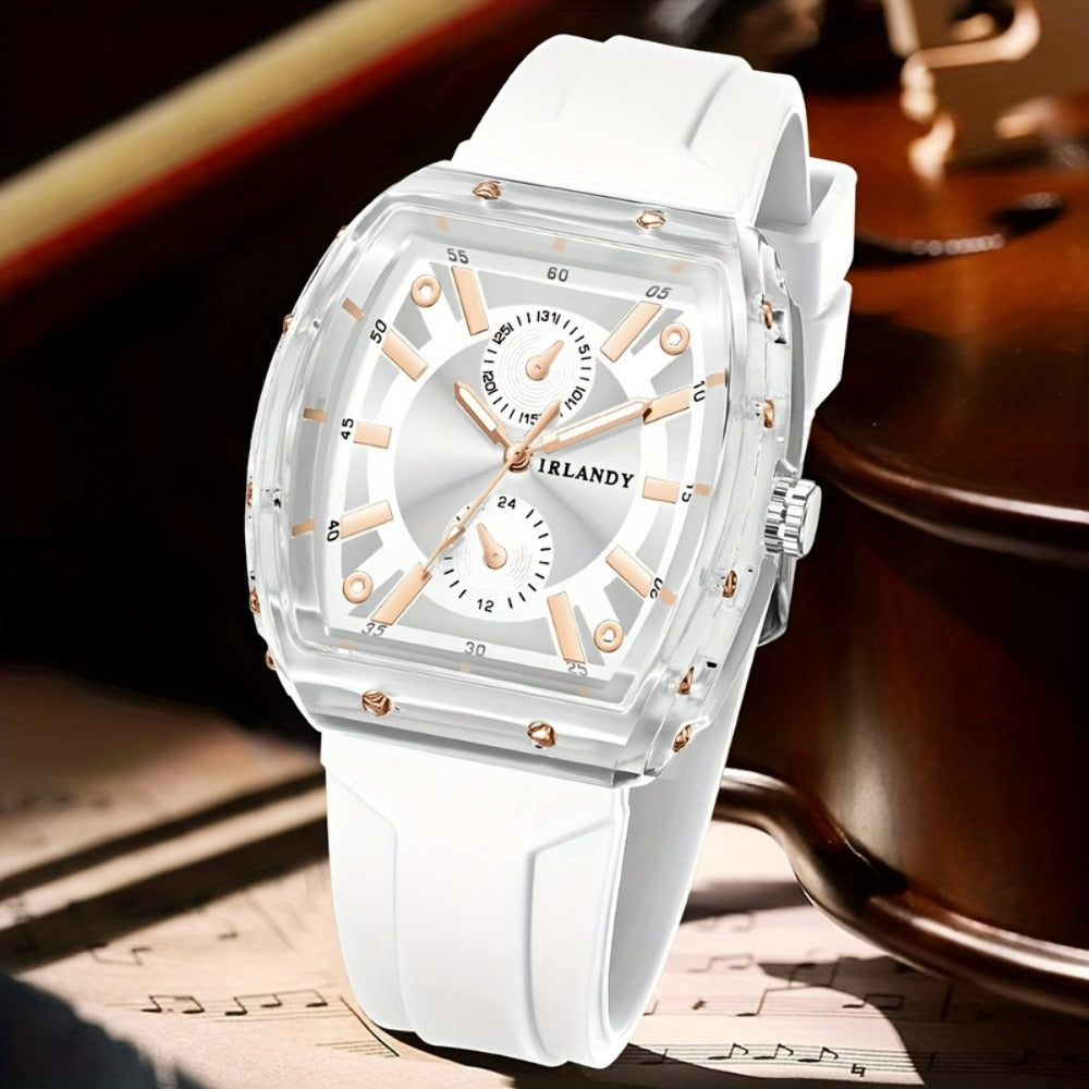 Men's Minimalist Quartz Watch with Silicone Strap - Round Dial Alloy Case Fashion Casual Sports Business Wristwatch for Men, 5 Colors White Black Green Blue Brown