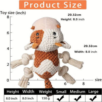 Squeaky Cow Dog Toy Plush Interactive Tug-of-War with Crinkle Paper, IQ Training Chew Toy for Small Medium Large Dogs, No Battery Needed, Anxiety Relief Pet Toy