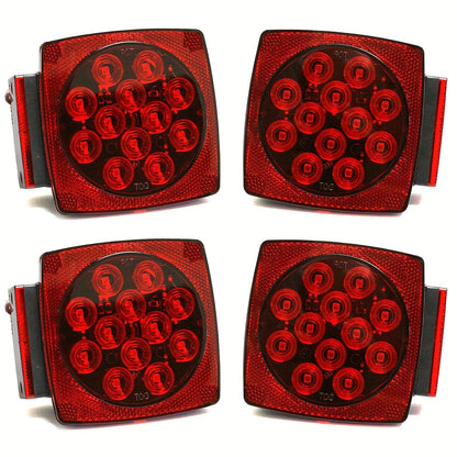 12V LED Trailer Lights Kit Stop Tail Turn Signal License Plate Light for Trailers Under 80" - Square Trailer Tail Lights for Boat Trailer Truck RV Camper Marine with Wiring Options