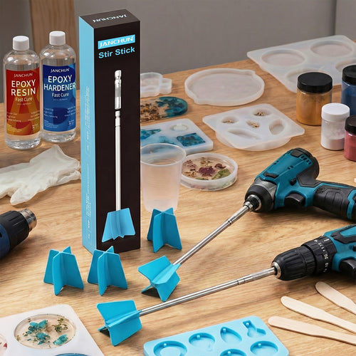 Resin Stirring Paddles 6 Pcs Reusable Epoxy Mixer Drill Attachment Multi-Size Reduces Air Bubbles DIY Resin Art Casting