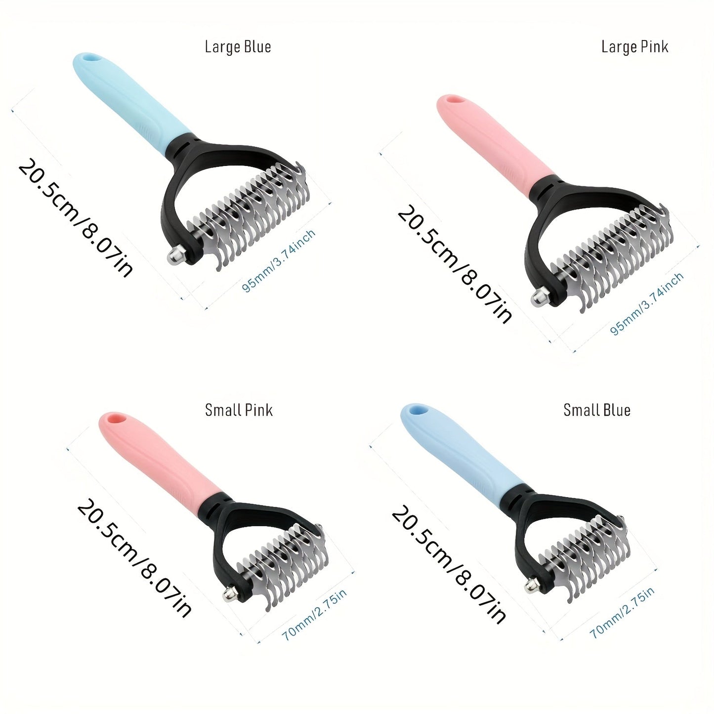 Pet Dematting Comb 2 Pack Double-Sided Undercoat Rake for Cats & Dogs – Stainless Steel Deshedding Brush Removes Mats Tangles Loose Fur Large & Small