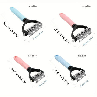 Pet Dematting Comb 2 Pack Double-Sided Undercoat Rake for Cats & Dogs – Stainless Steel Deshedding Brush Removes Mats Tangles Loose Fur Large & Small