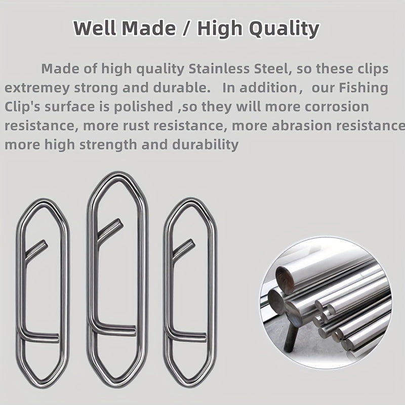Fishing Snap Swivels 160pcs Stainless Steel Quick Connect Pins – Anti-Rust Lure Connector Hanging Ring for Sea Fishing Bass Saltwater Freshwater