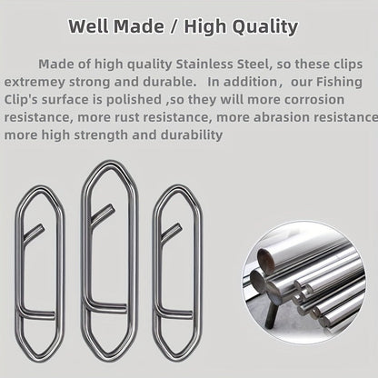 Fishing Snap Swivels 160pcs Stainless Steel Quick Connect Pins – Anti-Rust Lure Connector Hanging Ring for Sea Fishing Bass Saltwater Freshwater