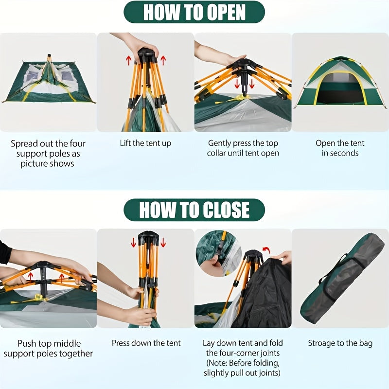 SKYNEST Automatic Instant Setup Camping Tent 1-3 and 3-4 Person All-Season Windproof Lightweight Tent Dual Doors Mesh Windows for Camping Hiking Hunting Travel Outdoor Shelter Green Beige
