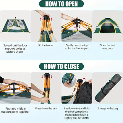 SKYNEST Automatic Instant Setup Camping Tent 1-3 and 3-4 Person All-Season Windproof Lightweight Tent Dual Doors Mesh Windows for Camping Hiking Hunting Travel Outdoor Shelter Green Beige