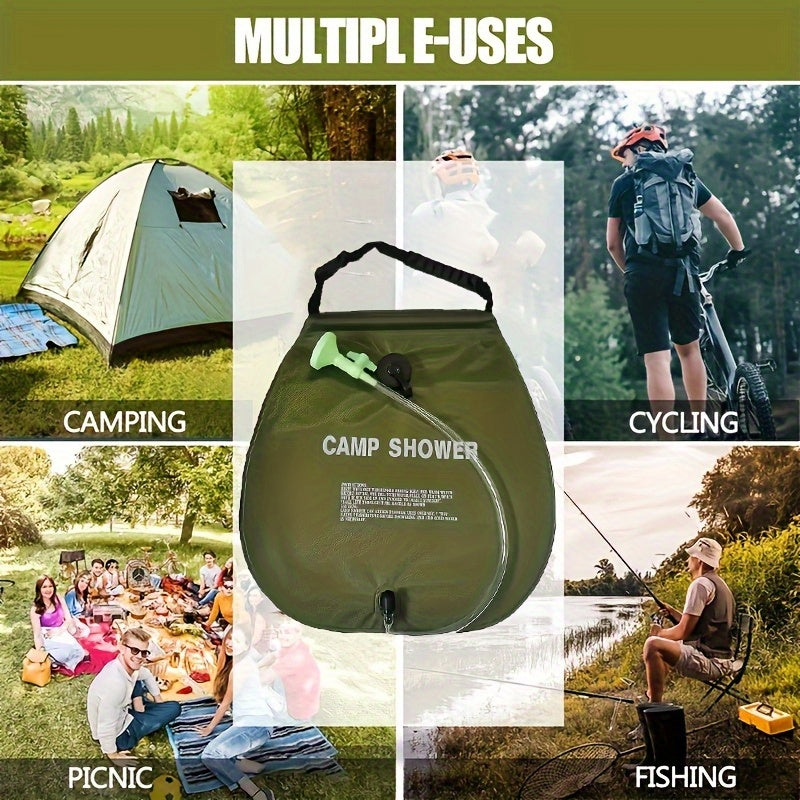 Portable Camping Shower Bag 5.28 Gallon | Solar Heated Outdoor Shower with Adjustable Hose | Lightweight Durable PVC | Perfect for Camping Beach RV Backyard | 20L
