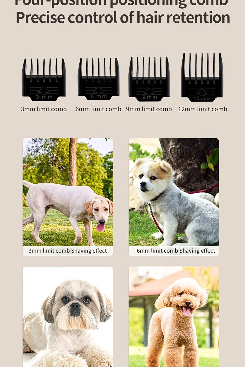 Rechargeable Cordless Pet Grooming Clippers with LED Display - Professional Wireless Dog Hair Trimmer, Detachable Blades, 4 Comb Guides, Low Noise 36V USB Charging, for Dogs Cats Small Animals