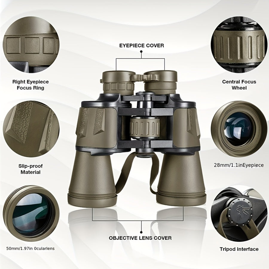 Binoculars for Adults 12x42 HD High-Powered with Phone Adapter for Bird Watching Hunting Travel Concerts Includes Carry Case Neck Strap Mud Black Green