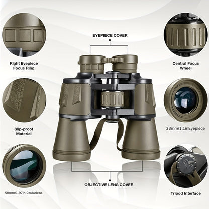 Binoculars for Adults 12x42 HD High-Powered with Phone Adapter for Bird Watching Hunting Travel Concerts Includes Carry Case Neck Strap Mud Black Green