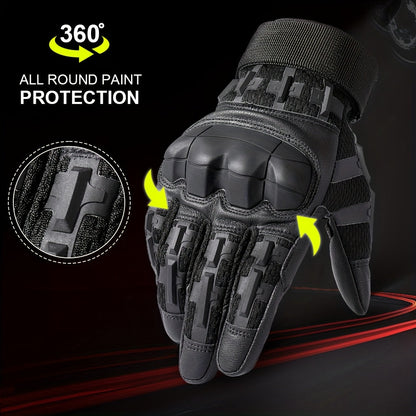 Tactical Full Finger Gloves with Touchscreen Compatibility Anti-Skid Wear-Resistant for Motorcycle Hiking Camping Hunting Shooting Cycling Outdoor Sports Men Women Black