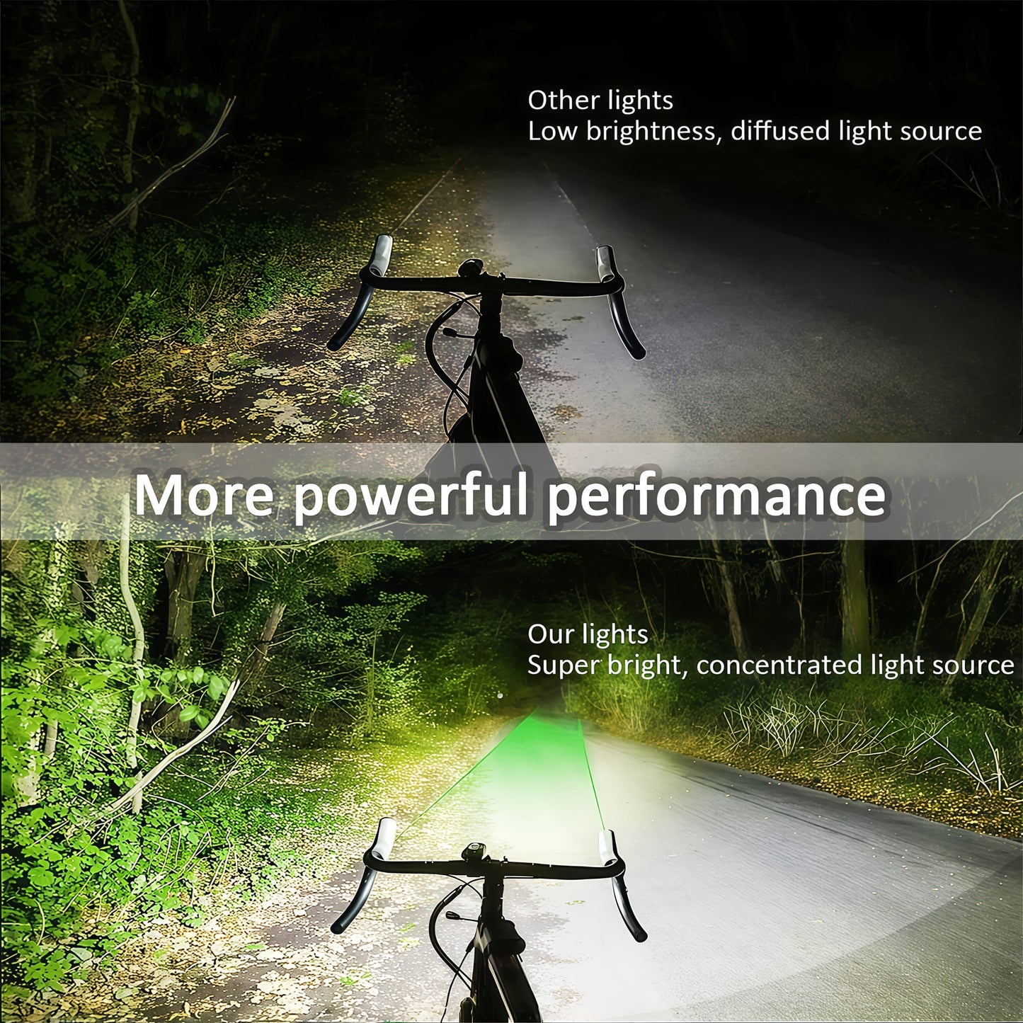 Super Bright USB Rechargeable Bike Light Set – LED Front Headlight 1200mAh & Rear Taillight 330mAh, 6+4 Modes, 180° Wide Beam, Safety Bell Included, for Mountain Road & Night Cycling