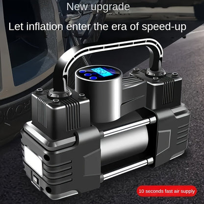 12V 150 PSI Portable Tire Inflator Air Compressor – Dual Cylinder Auto Air Pump with LED Digital Pressure Gauge, Auto Shutoff & LED Light for Car, SUV, Truck, Bicycle, Basketball & Inflatables