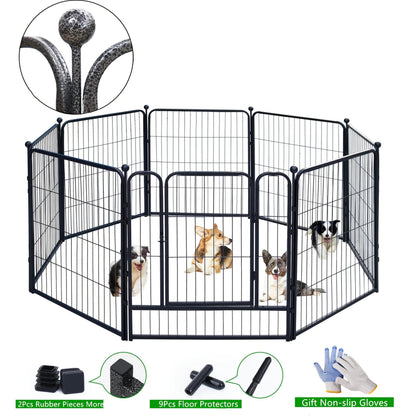 Outdoor Dog Playpen 8 Panels 32 Inch Hammer Design – Pre-Assembled Garden Dog Enclosure for Small to Medium Dogs, Yard Fence Barrier, Expandable Animal Pen