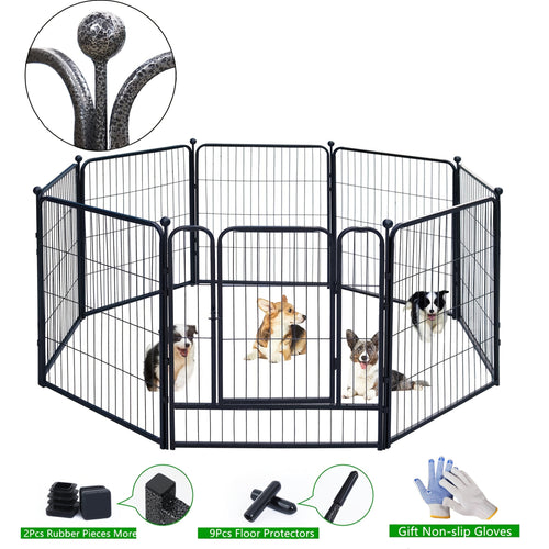 Outdoor Dog Playpen 8 Panels 32 Inch Hammer Design – Pre-Assembled Garden Dog Enclosure for Small to Medium Dogs, Yard Fence Barrier, Expandable Animal Pen