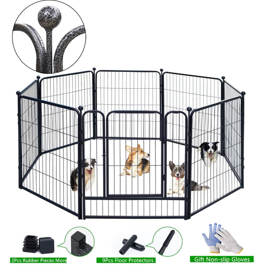 Outdoor Dog Playpen 8 Panels 32 Inch Hammer Design – Pre-Assembled Garden Dog Enclosure for Small to Medium Dogs, Yard Fence Barrier, Expandable Animal Pen