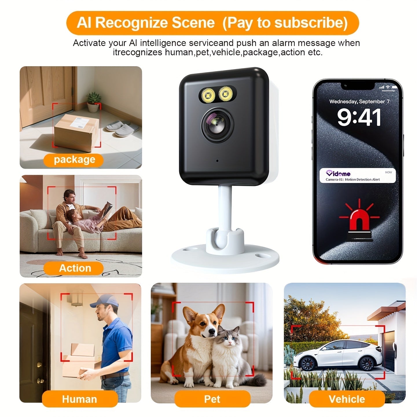 2 Pack WiFi Indoor Security Camera 3MP HD AI Humanoid Detection Full Color Night Vision Two-Way Audio Smart Motion Detection Alexa Compatible App Control Home Surveillance Camera