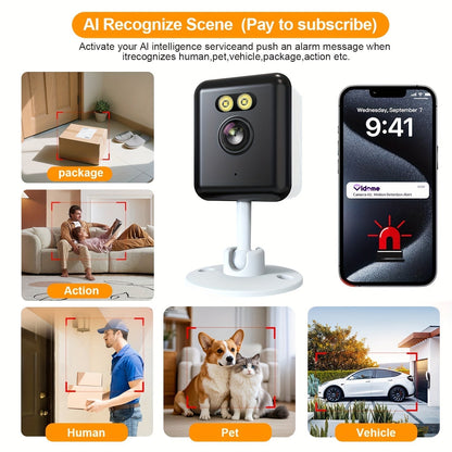 2 Pack WiFi Indoor Security Camera 3MP HD AI Humanoid Detection Full Color Night Vision Two-Way Audio Smart Motion Detection Alexa Compatible App Control Home Surveillance Camera
