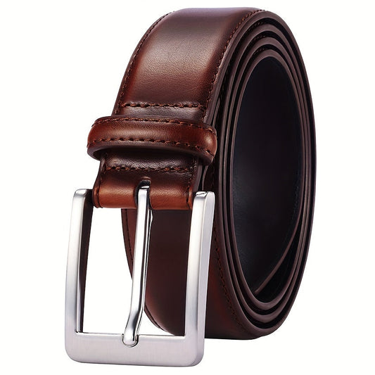 Men's Genuine Leather Prong Buckle Belt for Jeans & Work – Classic Business Dress Belt in Black, Brown & More, Sizes 28"-54" Including Big & Tall