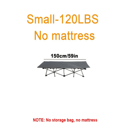 Heavy Duty Folding Bed with Optional Mattress up to 630 LBS – Portable Camping Cot with Multi-Leg Support, Side Pockets & Pillow, 59–77 Inch All Season Guest Napping Bed Space Saving