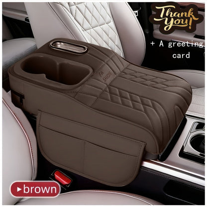 Car Center Console Tray Organizer Raised Design Tissue Box Holder Cup Holder Non-Slip Storage Mat Universal Fit 6 Colors Black Orange Red Brown Beige