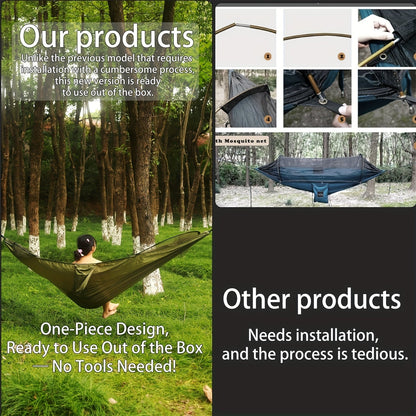 3-in-1 Double Camping Hammock with Mosquito Net and Sun Shade – Lightweight Portable Durable, Ideal for Camping Hiking Backpacking Picnicking Parks, 7 Color Options