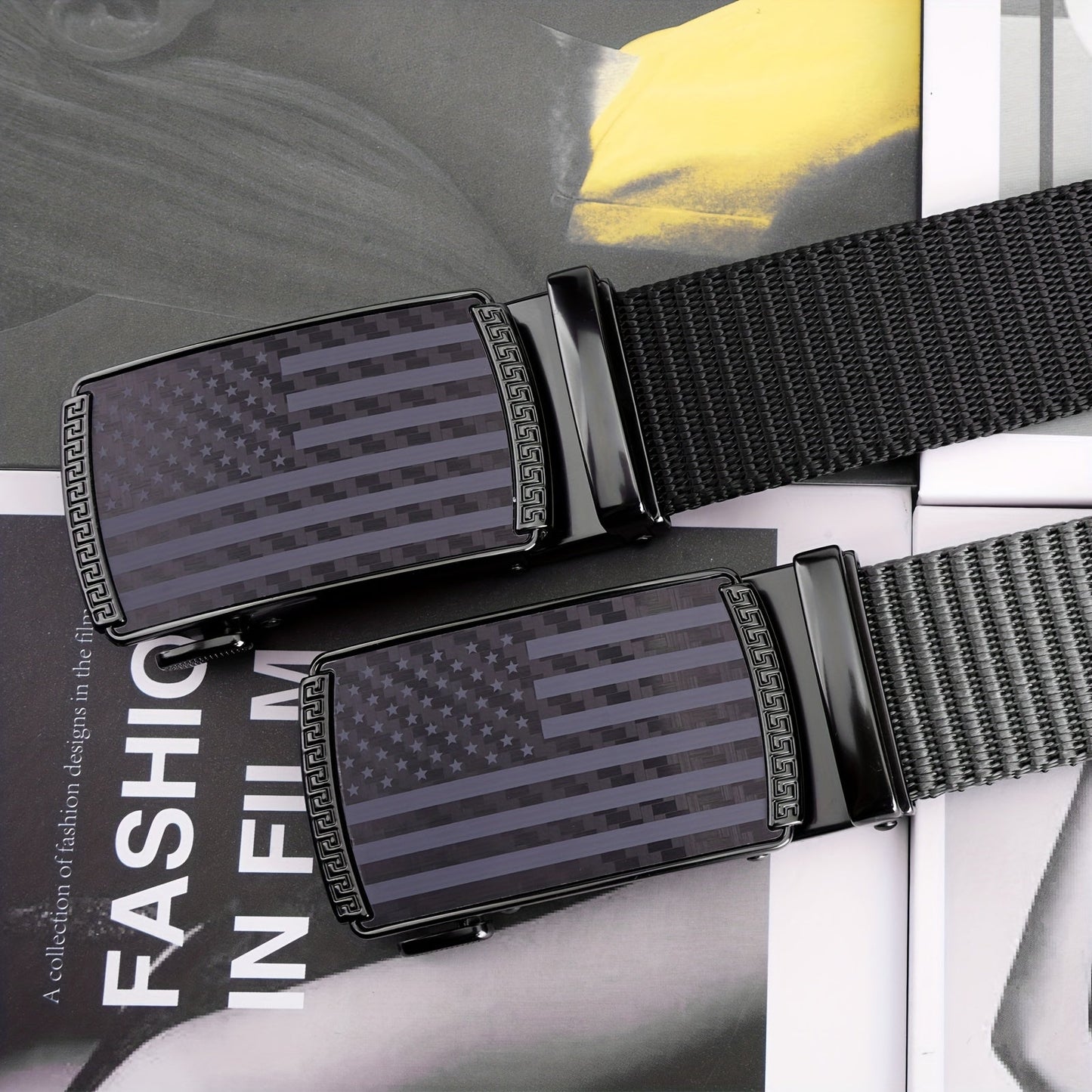2 Pack Men's Nylon Ratchet Belt – Golf Belt, Tactical Work Web Belt with Auto Buckle, Fits 30"-46" Waist, Casual & Outdoor Daily Wear
