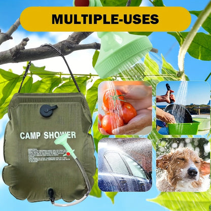 Portable Camping Shower Bag 5.28 Gallon | Solar Heated Outdoor Shower with Adjustable Hose | Lightweight Durable PVC | Perfect for Camping Beach RV Backyard | 20L