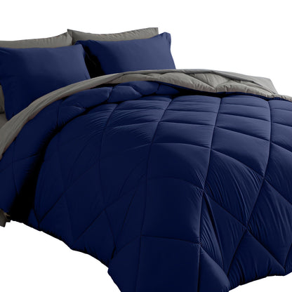 7 Piece Comforter Set Queen King Size – Soft Microfiber Pinch Pleated Bed in a Bag with Comforter, Fitted Sheet, Flat Sheet & 4 Pillowcases, All-Season Bedding Set for Home & Dorm