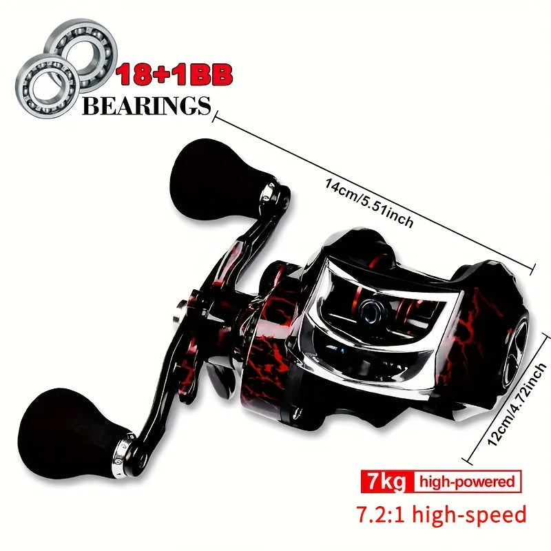 Baitcasting Reel 18+1BB High Speed Dual Braking System – 20LB Max Drag, Stainless Steel, Ergonomic Grip, Left & Right Hand, Saltwater & Freshwater Bass Carp Fishing Reel