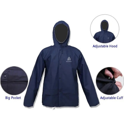 Waterproof Rain Suit for Men & Women – Lightweight Windproof Rain Coat with Pants, Packable Rain Gear for Hiking, Fishing, Cycling & Outdoor Sports, Navy Blue, S-XXXL