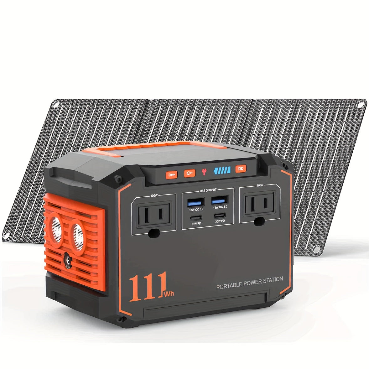 Portable Solar Power Station 350W Peak with AC DC USB Ports – 88.8Wh/111Wh/240Wh LiFePO4 Battery, Optional 30W/40W/60W Solar Panel, Solar Generator for Camping, Emergency, CPAP, Laptops, Fans & Off-Grid Home Use