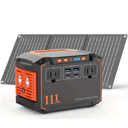 Portable Solar Power Station 350W Peak with AC DC USB Ports – 88.8Wh/111Wh/240Wh LiFePO4 Battery, Optional 30W/40W/60W Solar Panel, Solar Generator for Camping, Emergency, CPAP, Laptops, Fans & Off-Grid Home Use