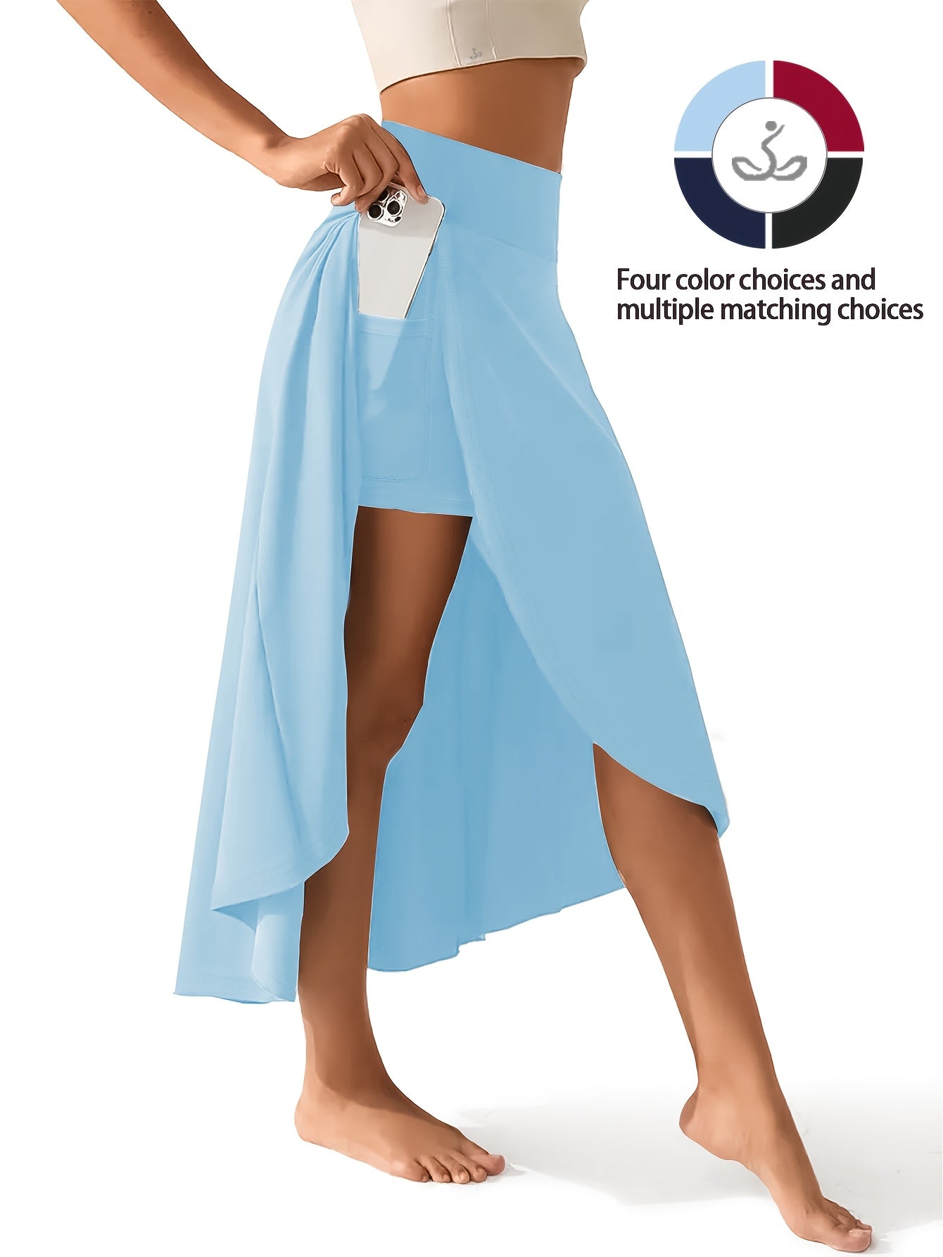 Women's 2-in-1 High Waist Skort with Inner Shorts & Pockets – Lightweight Stretchy Activewear Tennis Skirt for Sports Gym Workout Casual Wear, XS-XXL, Multiple Colors