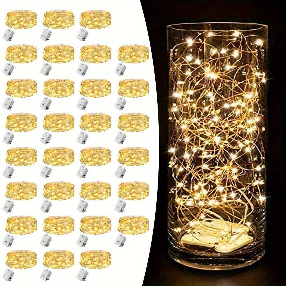 LED Fairy Lights Battery Operated 30/100 Pack – 6.5ft 20 LED Silver Wire Firefly String Lights for Wedding, Christmas, Halloween, Bedroom, Party Table Centerpieces & DIY Crafts Decor