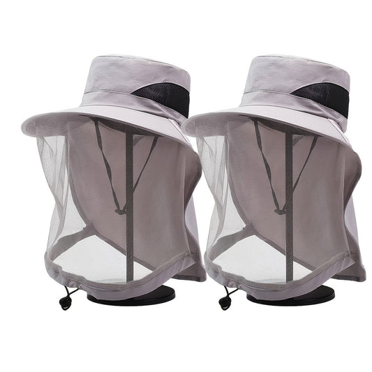 Anti-Mosquito Fishing Hat with Face Cover 2pcs Breathable Mesh Sun Hat UV Protection Insect-Proof for Men Women - Outdoor Hiking Camping Night Fishing Bee-Proof Summer Hat