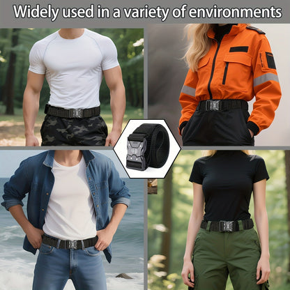 4PCS Men's Nylon Belt Set with Quick-Release Buckle – Durable Lightweight Tactical Belts, Black & Gray, 49.3" x 1.5", Ideal for Daily Commuting & Outdoor Use