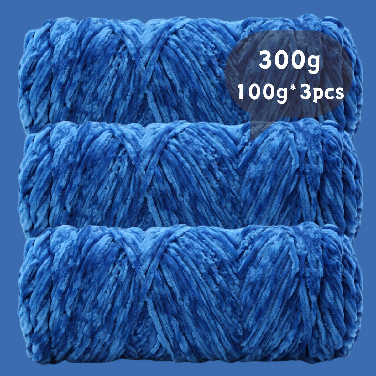 Velvet Chenille Yarn 3-Pack 300g (100g x3) Soft Bulky Knitting Crochet Yarn 47 Colors Beginner Friendly Luxury Handcraft for Sweaters Scarves Hats Dolls Bags Amigurumi DIY Projects