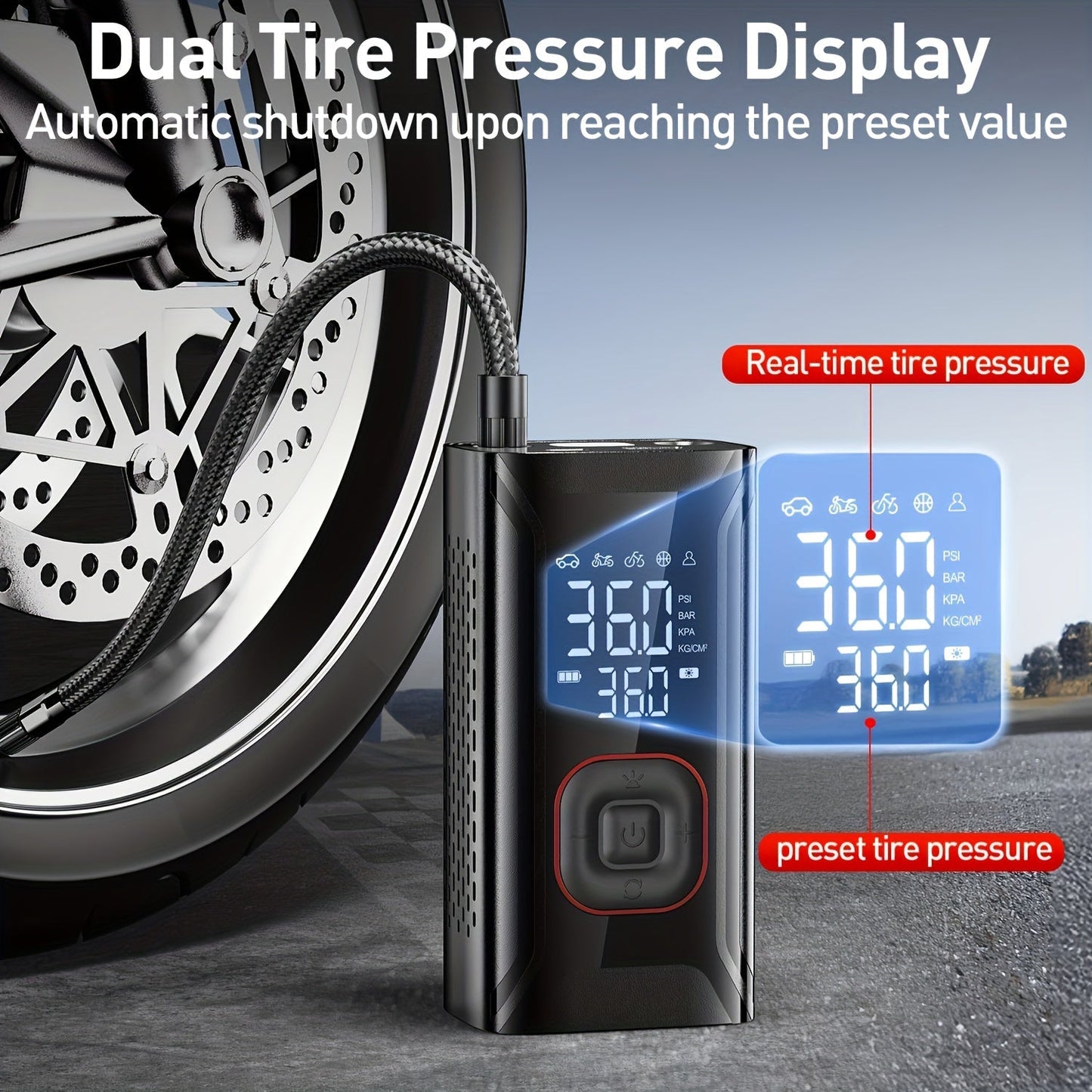 Cordless Digital Tire Inflator 150PSI with Protective Case – Portable Air Compressor Pump for Car Motorcycle Bike SUV Truck, Auto Emergency Kit, Gift for Men & Dad