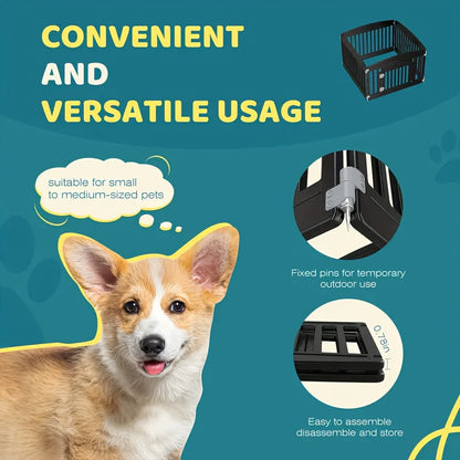 4 & 6 Panel Dog Pen Expandable Non-Slip Bottom Portable Indoor Outdoor Puppy Playpen with Safety Locking Door for Medium Dogs – Black & White