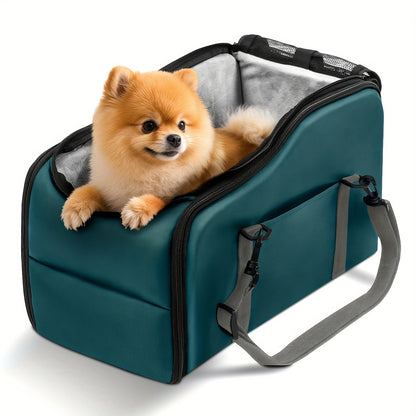 Pet Car Booster Seat with Safety Harness – Center Console Dog Car Carrier Nest for Small Dogs & Cats, Portable Travel Pet Bed, Easy-Clean Sturdy Construction, Multiple Colors