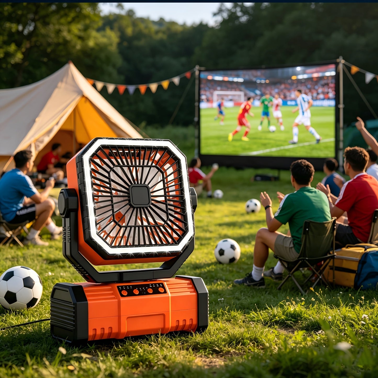 20000mAh Portable Camping Fan with Remote Control, LED Lights, 4 Speeds & 360° Rotation – Rechargeable Battery Operated Oscillating Tent Fan for Outdoor Camping, RV & Travel