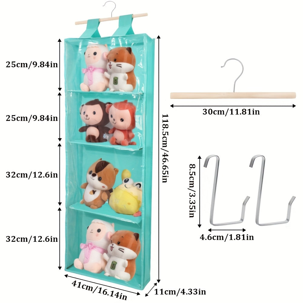Hanging Yarn Storage Bag with 4 Large Pockets – Transparent Zipper Knitting & Crochet Organizer, Door Hook Rack, Double-Layer Fabric, Keeps Skeins & Hooks Organized | Velora