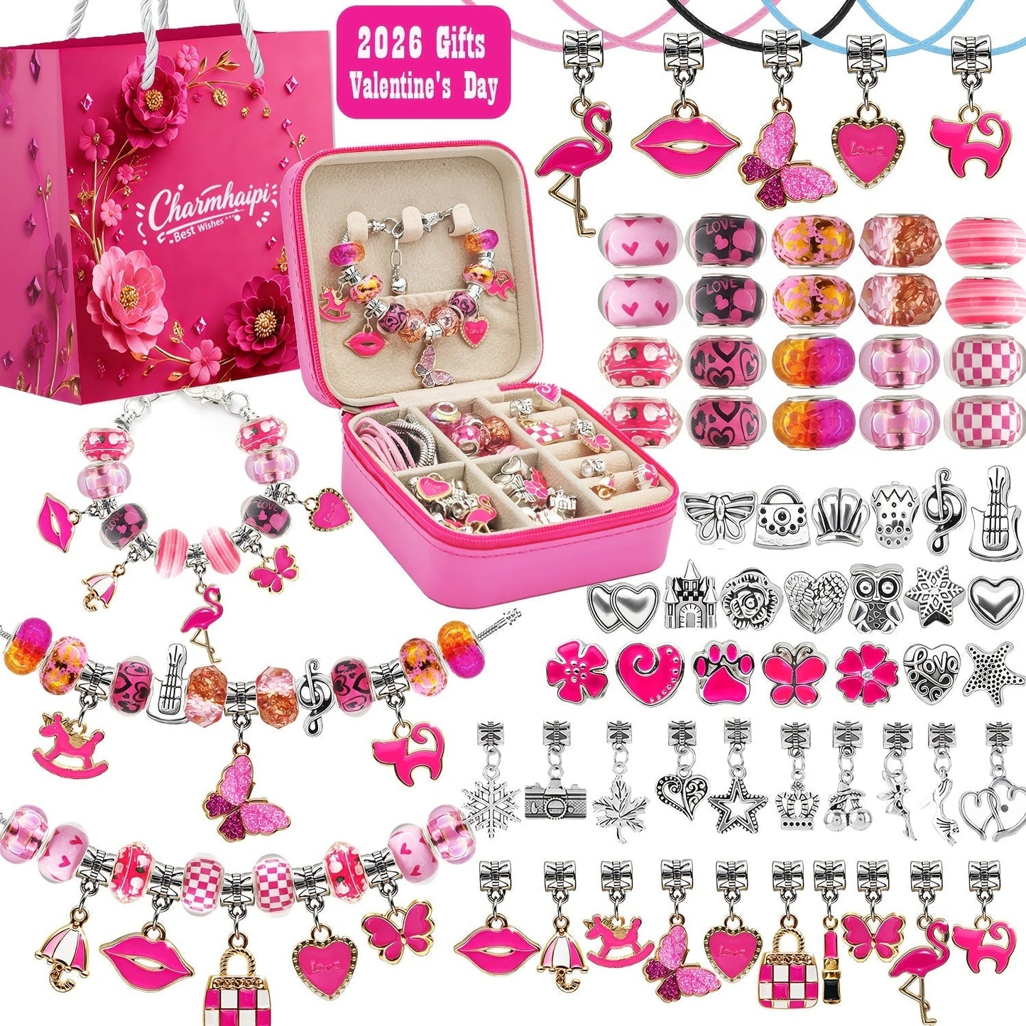 DIY Bracelet Making Kit for Girls Unicorn Mermaid Jewelry Craft Set with Portable Jewelry Box Handmade Beading Gift for Birthday Christmas Graduation Valentine Blue Purple Pink Black