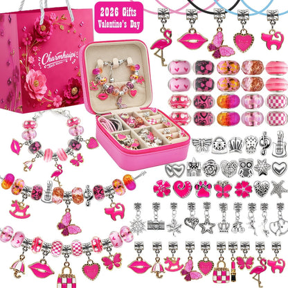 DIY Bracelet Making Kit for Girls Unicorn Mermaid Jewelry Craft Set with Portable Jewelry Box Handmade Beading Gift for Birthday Christmas Graduation Valentine Blue Purple Pink Black