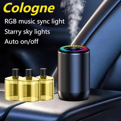 Smart Car Air Freshener Aromatherapy Diffuser Starry Sky Light Show USB Rechargeable Adjustable Fragrance – Natural French Scented Essential Oil Gardenia Ocean Lavender Cologne Car Gift