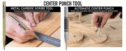 Carpenter Pencil Set with Sharpener – Mechanical Pencils with Refills, Automatic Center Punch & Carbide Scribe Tools in Sturdy Case, 15/16/17/18/27-Piece Pro Marking Kit for Woodworking
