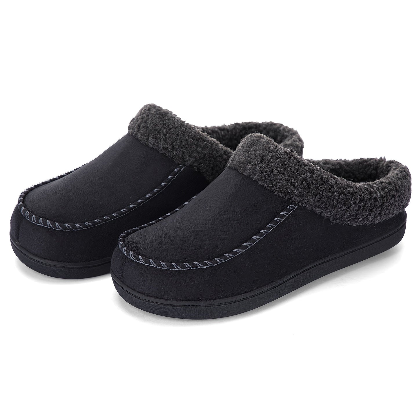 Men's Sheepskin Collar Loafers – Memory Foam Cushioning, Anti-Slip TPR Sole, Warm Lining, All-Season Indoor & Outdoor Slip-On Shoes – Coffee Brown, Camel, Black (US 7–12)