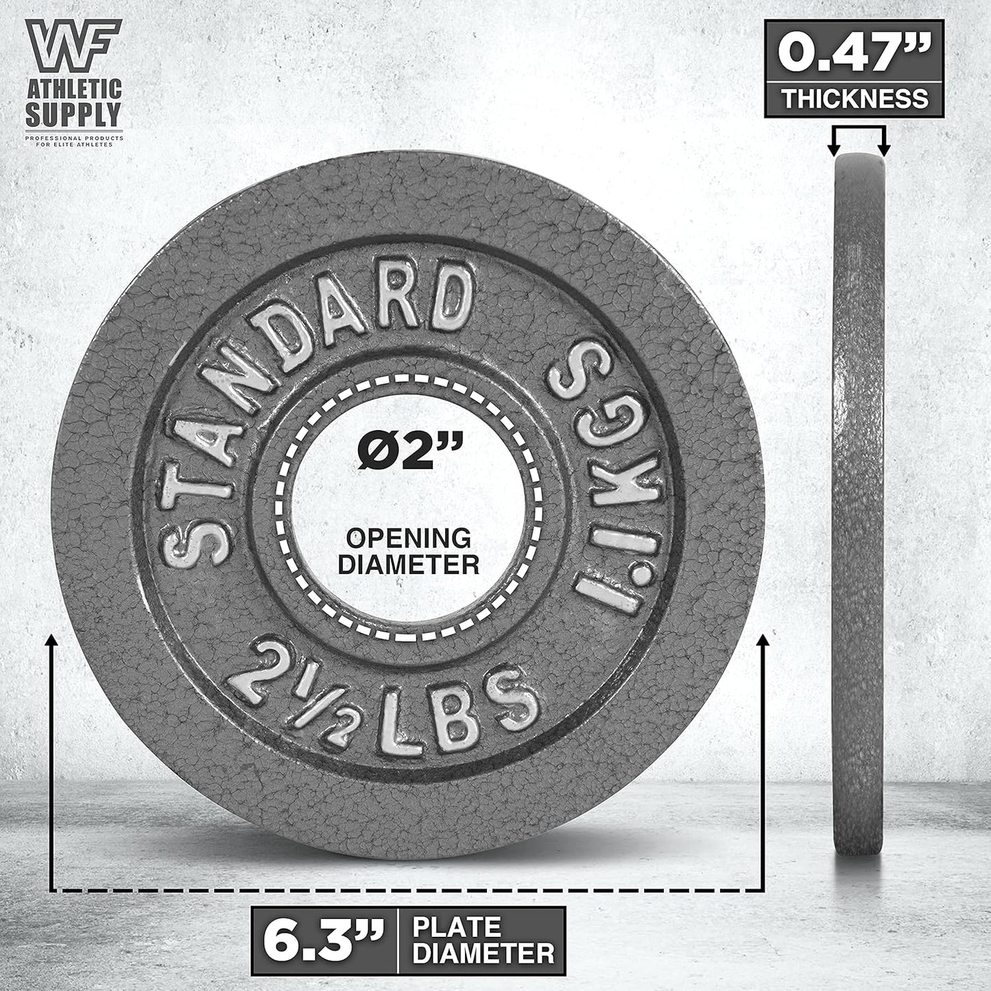 Cast Iron Weight Plates 2-Inch Olympic Solid Baked Enamel for Strength Training Powerlifting Bodybuilding Home Gym Barbell – 2.5 5 10 25 45 100LB CAPHAUS